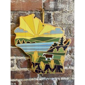 Totally Bamboo • WISCONSIN • State Decorative Colorful Hand Painted Hangable Bam